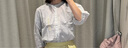 無印良品（MUJI）大童 強捻 七分袖束腰長上衣 兒童襯衫女童童裝 25年夏季 淺灰色 140 /64A 曬單實拍圖