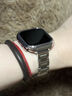 E-TREND適用于iwatch8不銹鋼表帶s9蘋果手表applewatch7原廠夏季透氣ultra2三株金屬se女生黑色鏈條手表帶 銀色 適用：42mm（10代） 曬單實(shí)拍圖