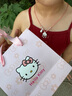 足銀999helloKitty貓魔法可愛(ài)吊墜項鏈兒童手工編繩項鏈閨蜜同款 平安鎖粉繩（吊墜約3g) 曬單實(shí)拍圖