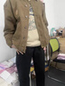 gxmy三件套美式牛仔夾克外套男士套裝春秋季整套復古休閑工裝衣服男裝 棕色外套+白T+駝色工裝褲 XL 【120-140斤】 曬單實(shí)拍圖