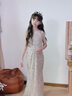 WVD美國品牌禮服公主裙絕美高端輕奢小眾主持人兒童鋼琴演出服感銀色亮片無(wú)飄紗110 CM 曬單實(shí)拍圖