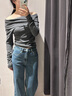 UR2025秋季新款女裝氣質(zhì)簡約一字領(lǐng)修身短款針織衫UWM950089 冷灰 S 曬單實拍圖