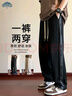 頂峰保羅（Dingfengbaoluo）休閑褲男秋季寬松垂感闊腿顯高美式高街運動(dòng)衛長(cháng)褲子K510黑色3XL 曬單實(shí)拍圖