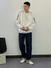 Calvin KleinJeans25秋季新款男士美式復(fù)古ck純棉原色洗水闊腿牛仔褲4RD716G 59W-牛仔藍(lán)黑 32 曬單實拍圖