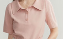 FANSILANEN范思藍(lán)恩22FS2703 法式針織衫短袖t恤女夏季寬松顯瘦Polo領(lǐng)上衣 粉色 M 曬單實拍圖