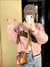 VEOX外套女秋冬季2025新款復(fù)古粉色撞色長袖短款小眾棒球服百搭夾克 藕粉色(款 雙層加里布) 常規(guī) M 90-100 曬單實(shí)拍圖