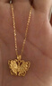 中銀億金花絲蝴蝶黃金項鏈女古法足金吊墜掛墜生日情人節禮物送女友老婆 古法花絲蝴蝶吊墜+足金鏈【金重約5.2g】 曬單實(shí)拍圖