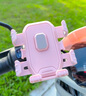 電動(dòng)車(chē)手機支架電瓶車(chē)摩托車(chē)外賣(mài)騎手專(zhuān)用導航支架車(chē)載防震自行車(chē) 蜜桃粉+粉頭盔帶鏡片【車(chē)把款】 曬單實(shí)拍圖