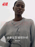 H&M【徐若晗同款】女裝毛針織衫秋慵懶短款打底衫miu系薄開(kāi)衫0579541 混灰色 M 165/96 曬單實(shí)拍圖