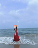 瑜尚臻品 魚(yú)尾茶歇法式紅色方領(lǐng)背心吊帶連衣裙女度假裙女夏季收腰包臀 連衣裙【紅色 S】 曬單實(shí)拍圖