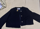 麥檬MM商場(chǎng)同款24春新品高級(jí)感圓領(lǐng)短款小香風(fēng)外套女5F2211131 深藏青 M 曬單實(shí)拍圖