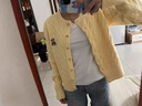 妃奧絨2025秋冬新款小熊刺繡鵝黃針織開(kāi)衫外套穿搭毛衣女休閑寬松上衣 黃色 M 曬單實(shí)拍圖