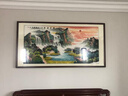 出寫(xiě)國畫(huà)荷花九魚(yú)圖水墨畫(huà)中式裝飾畫(huà)客廳背景墻壁畫(huà)書(shū)房餐廳橫幅掛畫(huà) 沙比利實(shí)木框(直角棕色) 裝裱165*85 曬單實(shí)拍圖