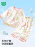 迷你木木屋兒童睡衣春夏男女童長袖家居服中小童空調(diào)服 白/粉櫻花小兔 140  曬單實拍圖