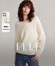 ELLE【100%綿羊毛】寬松圓領(lǐng)毛衣女2024冬裝新款慵懶軟糯毛針織衫 白色 S 曬單實(shí)拍圖