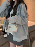 詩丹蕊oversize灰色拼接格子拉鏈外套女春秋2025新款韓系慵懶風連帽開衫 灰色（春秋）薄款 均碼 【可備注碼數(shù)】 曬單實拍圖