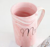 紅鐵普 簡(jiǎn)約陶瓷杯子帶蓋勺馬克杯咖啡牛奶卡通杯情侶喝水杯 粉色(蓋+勺) 1個(gè) 400ml 曬單實(shí)拍圖