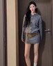 LISCN灰色翻領(lǐng)毛衣針織連衣裙子女秋冬新款小個(gè)子性感修身包臀短短裙女 灰色*5363 均碼 曬單實(shí)拍圖