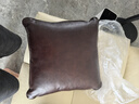 欣墻沙發(fā)抱枕靠墊高檔真皮美式頭層牛皮大號簡(jiǎn)約現代客廳長(cháng)方形腰枕頭 深栗棕頭層牛皮 50cm*50cm 含枕芯 曬單實(shí)拍圖