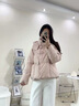 鴨鴨【都市靜奢系列】新中式羽絨服女短款冬季新款盤扣流蘇國風外套 粉色 M 曬單實拍圖