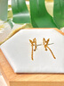 老鳳祥黃金耳釘女蝴蝶足金耳釘純金耳飾女生日七夕情人節(jié)禮物送女友老婆 蝴蝶黃金耳釘+久伴鐘愛禮盒 曬單實(shí)拍圖