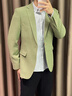 nasawassup輕奢西裝男春秋款韓版潮流修身小西裝2025新款商務(wù)休閑單西外套男 淺綠色 S 【建議100斤以?xún)取?曬單實(shí)拍圖