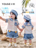幼歌（YOUGE）嬰幼兒春季毛毛蟲(chóng)奇趣系列牛仔馬甲撞色口袋背心潮 牛仔藍 90 cm 曬單實(shí)拍圖