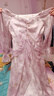 九寸陽(yáng)光法式長(cháng)袖連衣裙女新款春夏荷葉邊遮肚顯瘦長(cháng)裙子高級感仙女不規則 琉光紫 L 曬單實(shí)拍圖