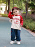 幼歌（YOUGE）嬰幼兒秋季新款柔軟舒適寬松打底衫親膚可愛長(zhǎng)袖T恤潮 紅色 90 cm 曬單實(shí)拍圖