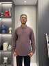 老爺車(chē)長(cháng)袖T恤男秋季新款華夫格面料中老年男裝翻領(lǐng)爸爸裝老人衣服 粉紫色 XL (180) 曬單實(shí)拍圖