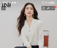 歐莎（OSA）法式復古波點(diǎn)雪紡衫女2025秋季新款薄款中袖內搭襯衫上衣 杏底黑點(diǎn)A L 曬單實(shí)拍圖