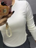 森馬（Semir）長(cháng)袖T恤女短款小心機顯瘦緊身2025發(fā)熱抓毛純色冬裝109725101010 曬單實(shí)拍圖