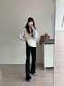 茉尋微喇褲女高腰收腹提臀瑜伽褲休閑百搭鯊魚喇叭褲無絨黑色常規(guī)款M 曬單實(shí)拍圖