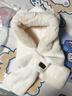 擎晨可愛(ài)狐貍耳朵毛絨帽子圍巾一體女冬季護耳保暖帽學(xué)生圍脖防寒防風(fēng) 波紋尖耳兩件套【白色】小狐貍 曬單實(shí)拍圖