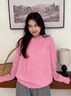 恩若凡中長(cháng)款毛衣女冬款遮臀部粉色針織連帽秋季寬松慵懶套頭上衣潮 粉色 S 85-100斤 曬單實(shí)拍圖