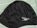 速比濤（Speedo）舒適透氣速干游泳布帽高彈不勒頭游泳訓(xùn)練裝備 黑色 曬單實(shí)拍圖