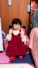 G.DUCKKIDS小黃鴨女童套裝春秋款連衣裙周歲女寶寶公主裙禮服兒童秋冬兩件套 紅色春秋套裝（花朵款夾子） 90 尺碼1~2歲【 80-90cm】 曬單實(shí)拍圖