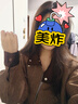 ELLE拼接咖色燈芯絨廓形短外套女2025秋新款獨特綿羊毛寬松夾克 咖色 M 曬單實拍圖