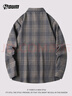 POUM格子襯衫外套男士秋冬款長(cháng)袖休閑襯衣男裝潮牌2108灰色2XL 曬單實(shí)拍圖