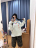 魯雅爾美式重磅印花連帽衛(wèi)衣女早秋季新款寬松設計感小眾高街上衣服情侶 白灰色 L 建議100斤到120斤 曬單實拍圖