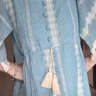 白鹿語(yǔ)夏季V領(lǐng)民族風(fēng)流蘇連衣裙度假風(fēng)精致刺繡中長(cháng)裙 藍色  L  曬單實(shí)拍圖