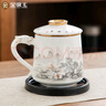 金鑲玉陶瓷茶杯分離泡茶大容量過濾辦公杯帶蓋水杯 水墨江山辦公杯 曬單實(shí)拍圖
