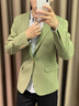 nasawassup輕奢西裝男春秋款韓版潮流修身小西裝2025新款商務(wù)休閑單西外套男 淺綠色 S 【建議100斤以?xún)取?曬單實(shí)拍圖