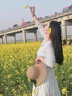 DALEY MODE針織開(kāi)衫女藍色韓系冰絲薄紗夏吊帶裙外搭披肩荷葉邊花朵罩衫女 藍色 均碼 曬單實(shí)拍圖