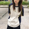 LDBE美式復(fù)古撞色拼接短袖t恤女夏季小眾設(shè)計感休閑潮牌寬松情侶上衣 米杏色 S 【80-100斤】 曬單實拍圖