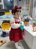 G.DUCKKIDS小黃鴨女童連衣裙春秋款兒童公主裙女寶寶周歲紅禮服裙子女孩衣服 普通發(fā)箍款 90 尺碼1~2歲【 80-90cm】 曬單實(shí)拍圖