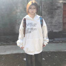 LDBE潮牌字母印花連帽衛(wèi)衣女秋冬2025新款爆款寬松美式復古上衣外套潮 白灰色 M 【80-100斤】 曬單實拍圖