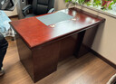 海艾珈辦公桌貼木皮電腦桌油漆桌書(shū)桌書(shū)房寫(xiě)字桌經(jīng)理桌紅棕色1.4米 曬單實(shí)拍圖