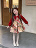 思妙星兒童拜年服紅色晚禮服女童生日宴花童公主裙小主持人鋼琴演奏秋冬 紅色短款 110 曬單實(shí)拍圖