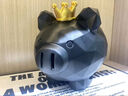 笨鳥(niǎo)創(chuàng  )意可愛(ài)皇冠豬存錢(qián)罐只進(jìn)不出儲蓄罐大號擺件網(wǎng)紅男女兒童送生日禮物 小號黑色小豬存錢(qián)罐（不可?。?曬單實(shí)拍圖